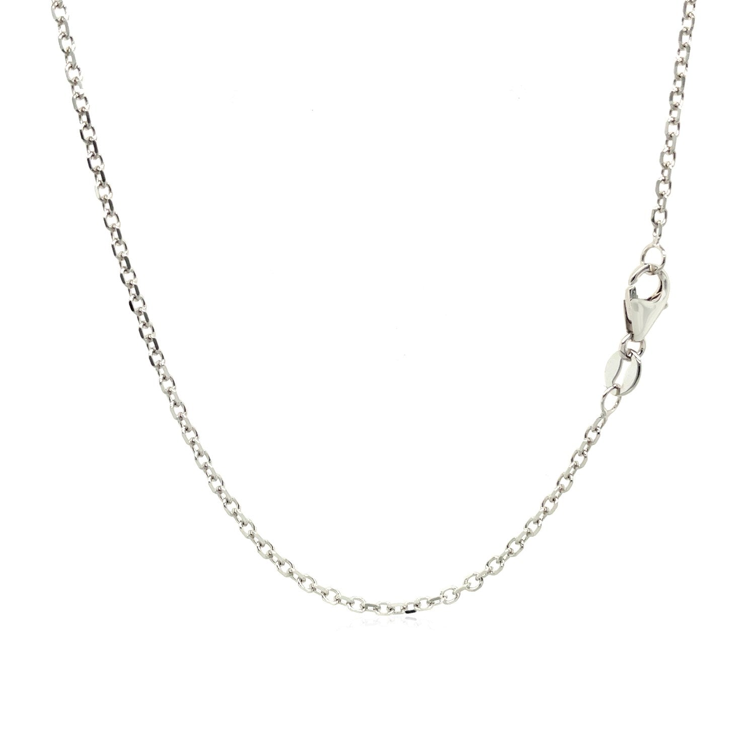 14k White Gold Adjustable Cable Chain (1.50 mm) in a sleek high-contrast midnight luxury editorial style